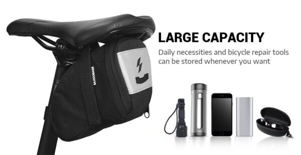 Luminismo Sahoo Fahrrad Satteltasche, Kompakte Wasserdichte Rahmentasche Fahrradtasche Oberrohrtasche Aero Wedge Pack Mountainbike Bag für Mountainbikes, Fahrräder, und Rennräder - Schwarz – Bild 8